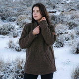 Womens Station Half Zip NZ Wool Jersey - Dark Natural Brown