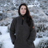 Womens Station Half Zip NZ Wool Jersey - Dark Natural Brown