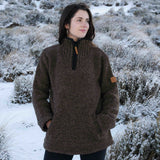 Womens Station Half Zip NZ Wool Jersey - Dark Natural Brown