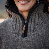 Womens Station Half Zip NZ Wool Jersey - Dark Natural Brown