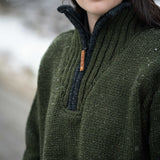 Womens Station Half Zip NZ Wool Jersey - Forest Green
