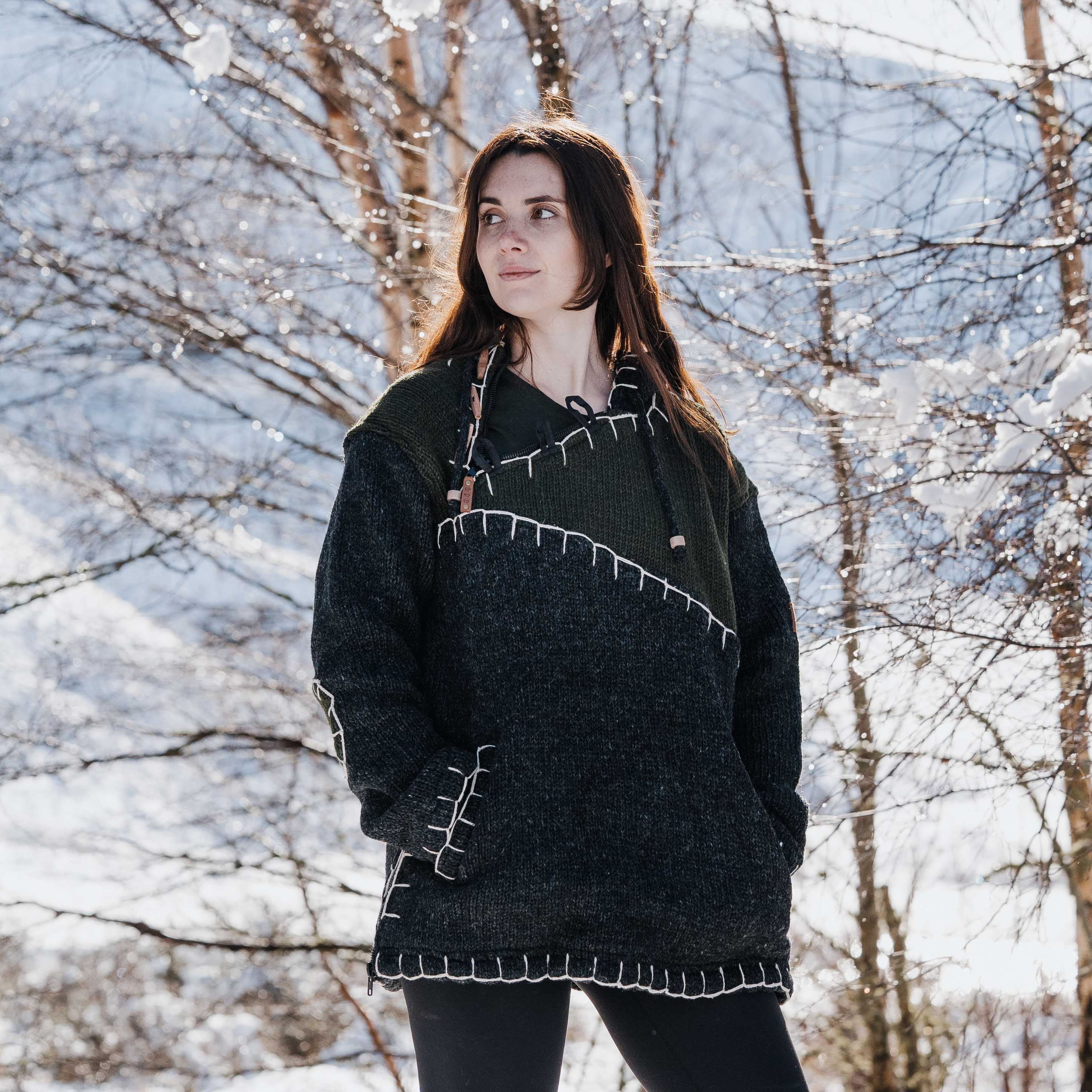 Womens Woodville Stitch NZ Wool Jersey - Forest Green