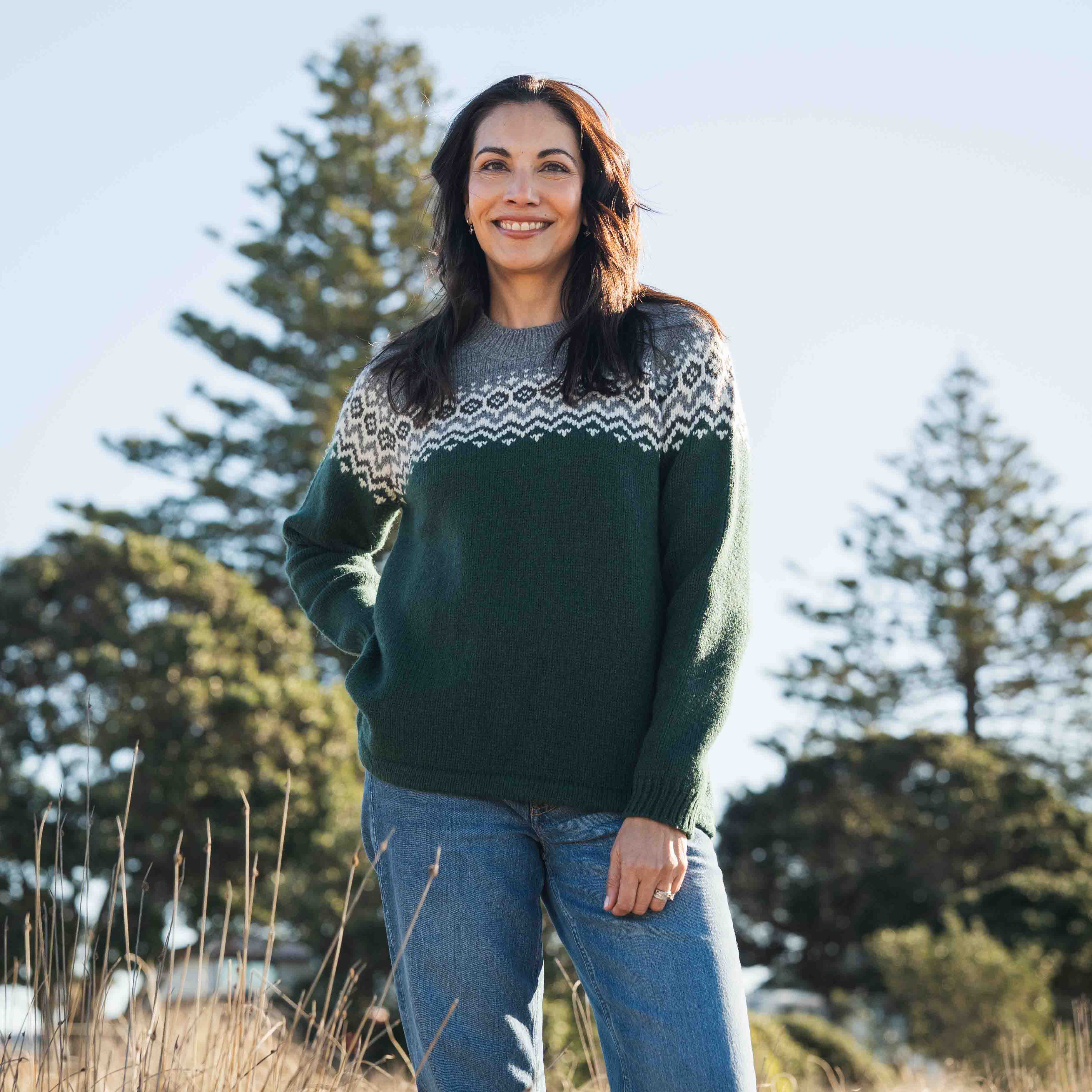 Womens Nordic Lambswool Jersey - Forest