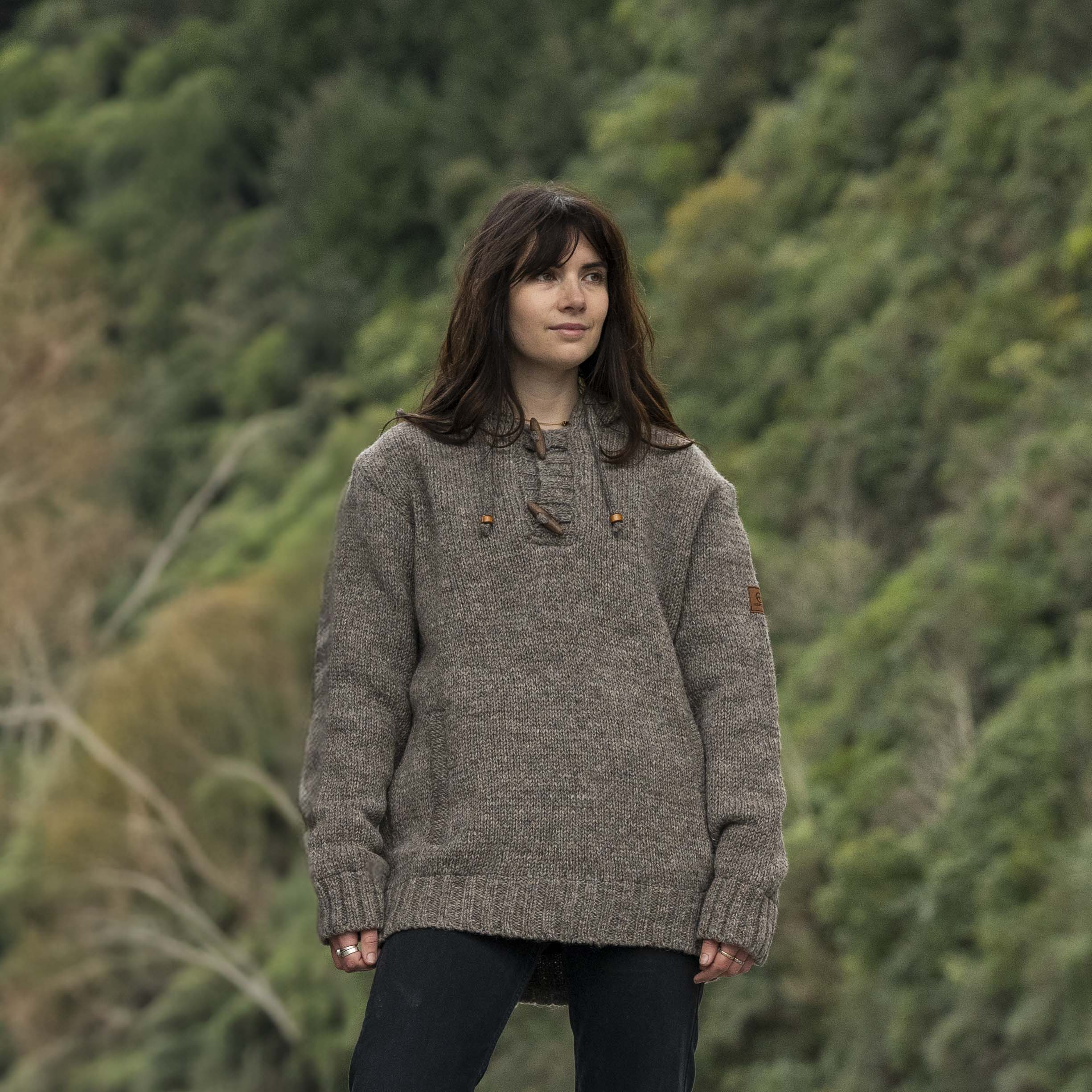 Women's Coastal NZ Wool Jersey - Natural Brown