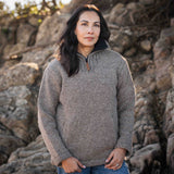 Womens Station Half Zip NZ Wool Jersey - Natural Brown