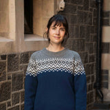Womens Nordic Australian Lambswool Jersey - Navy
