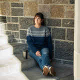 Womens Nordic Australian Lambswool Jersey - Navy