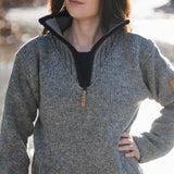 Womens Station Half Zip NZ Wool Jersey -Stone Grey
