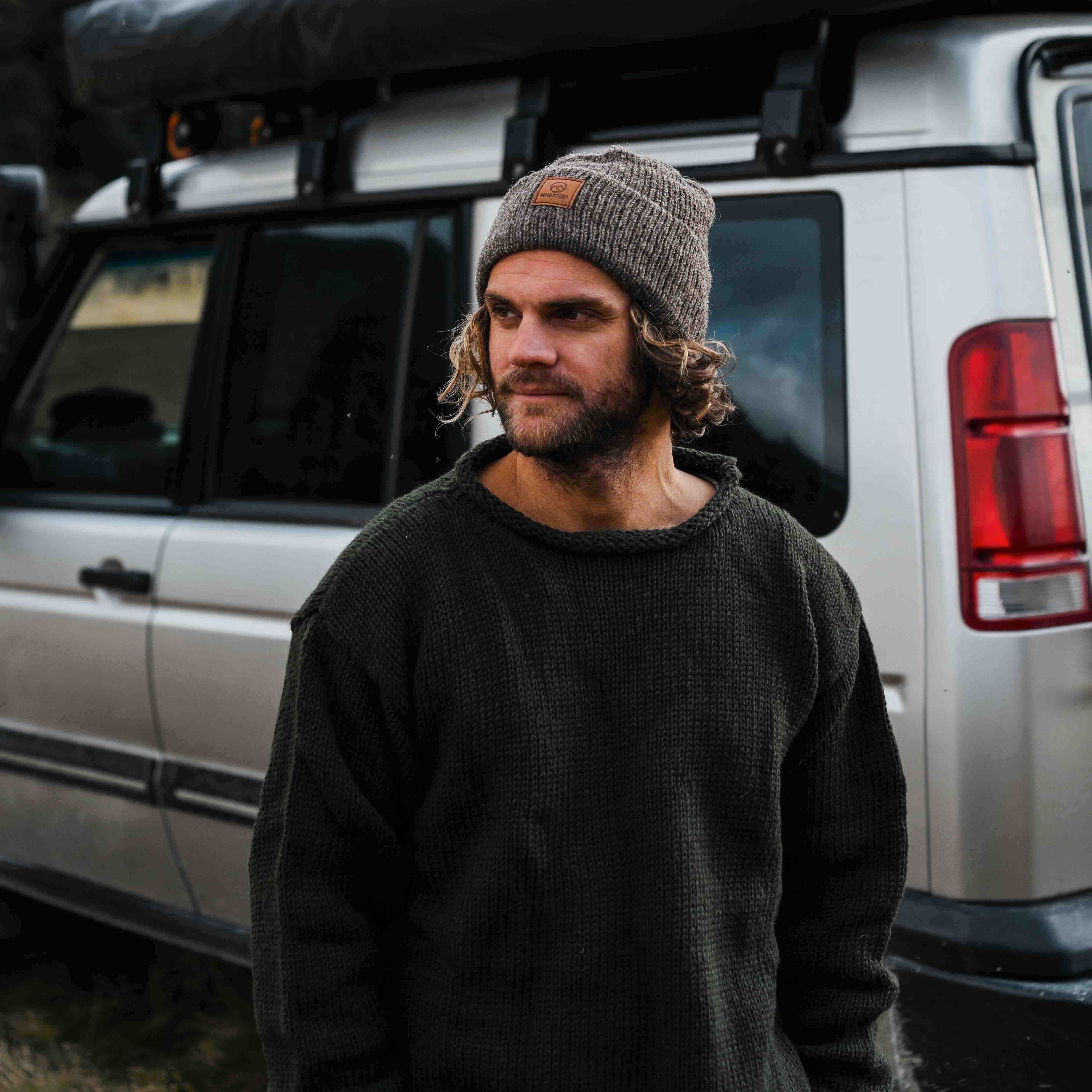 NZ Wool Mountain Beanie - Dark Natural Brown
