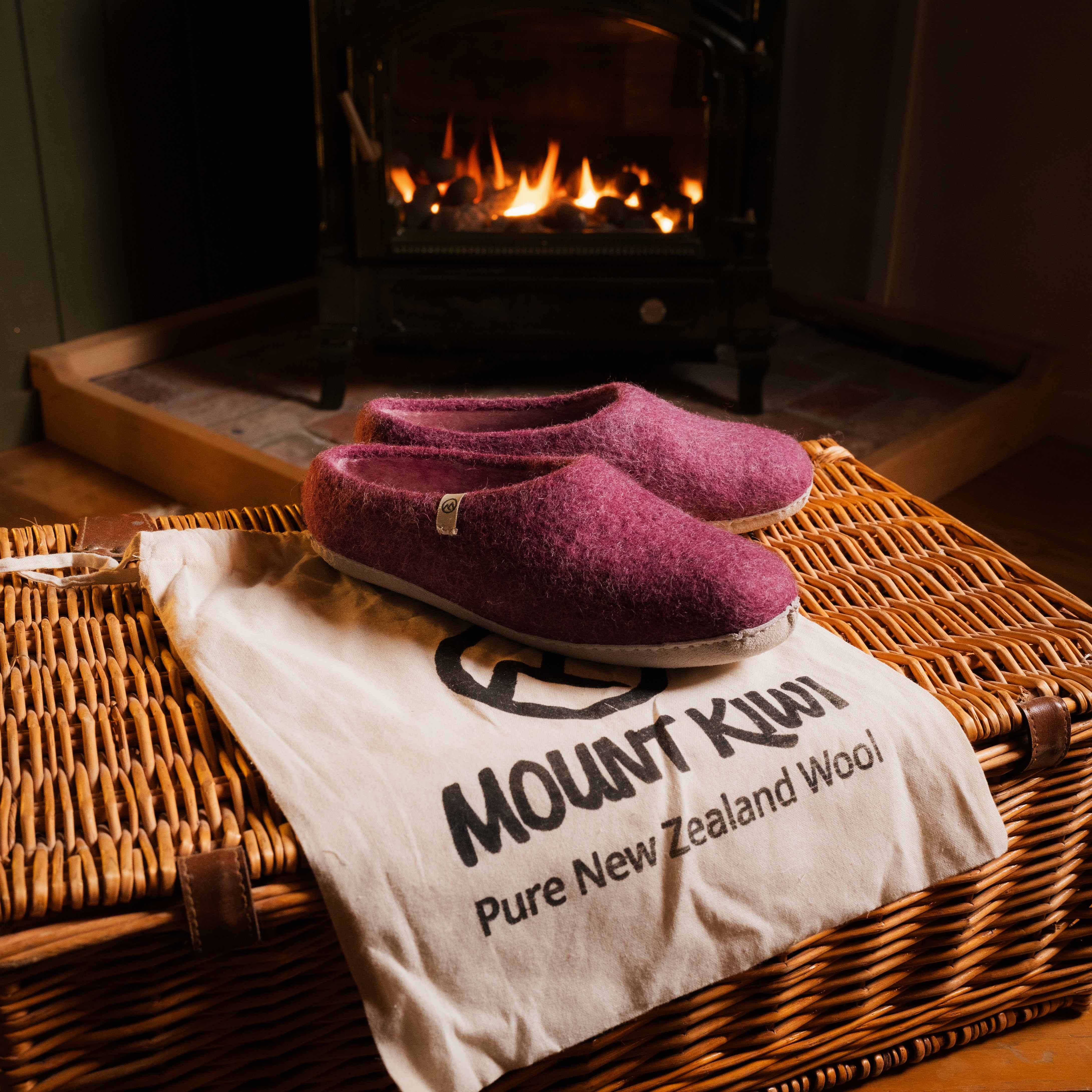 NZ Wool Slippers - Cranberry