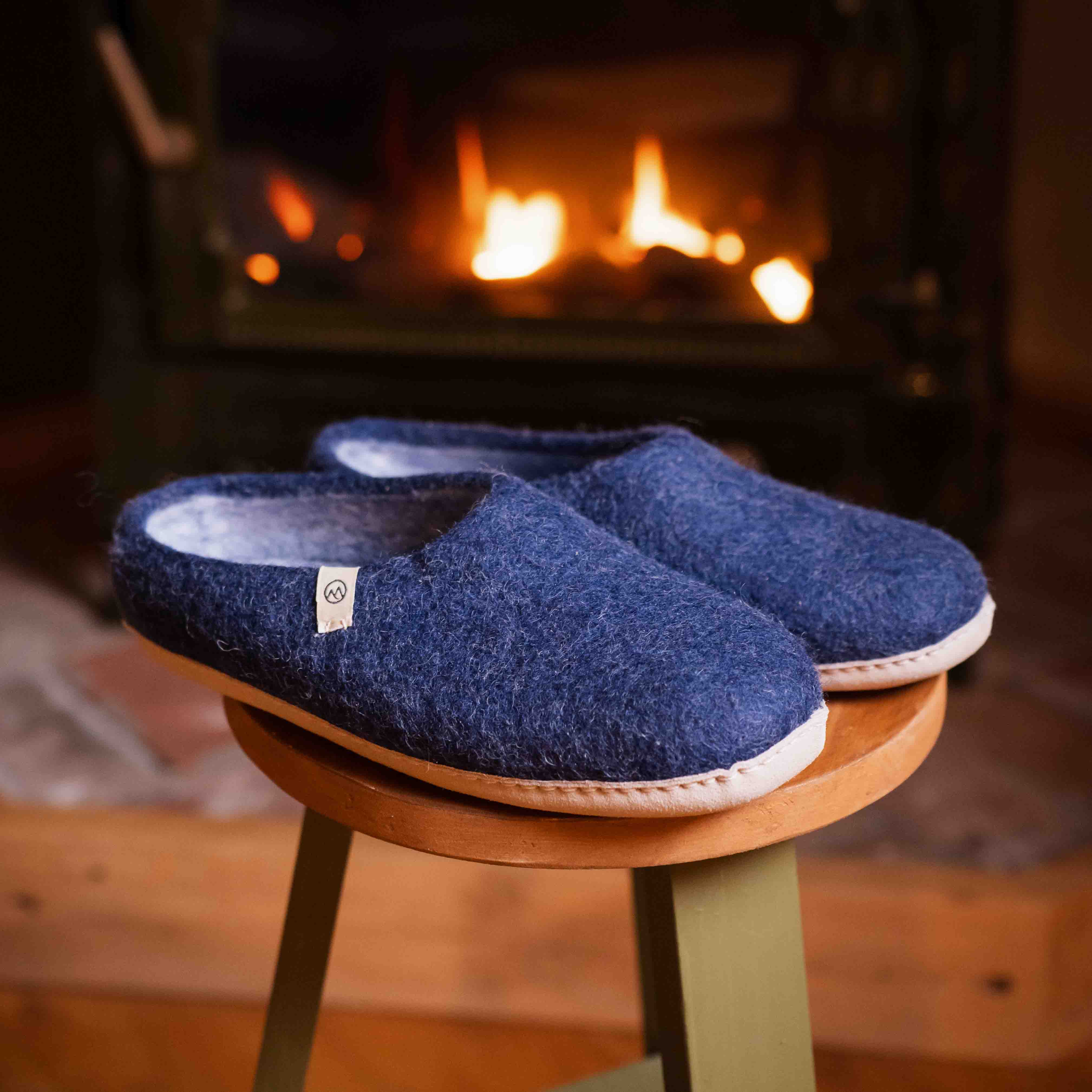 NZ Wool Slippers - Denim