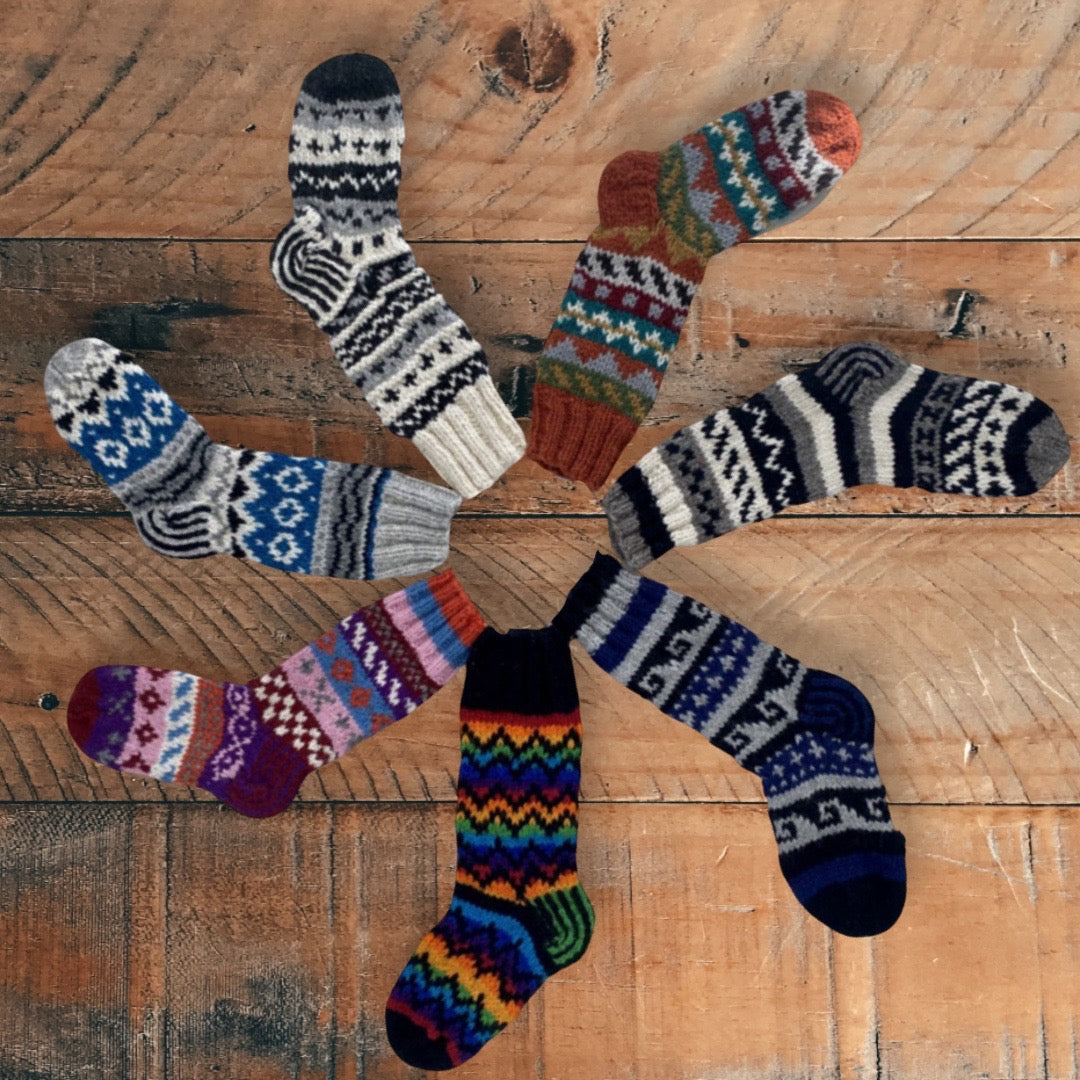 Knitted Wool Rainbow Socks - Mount Kiwi