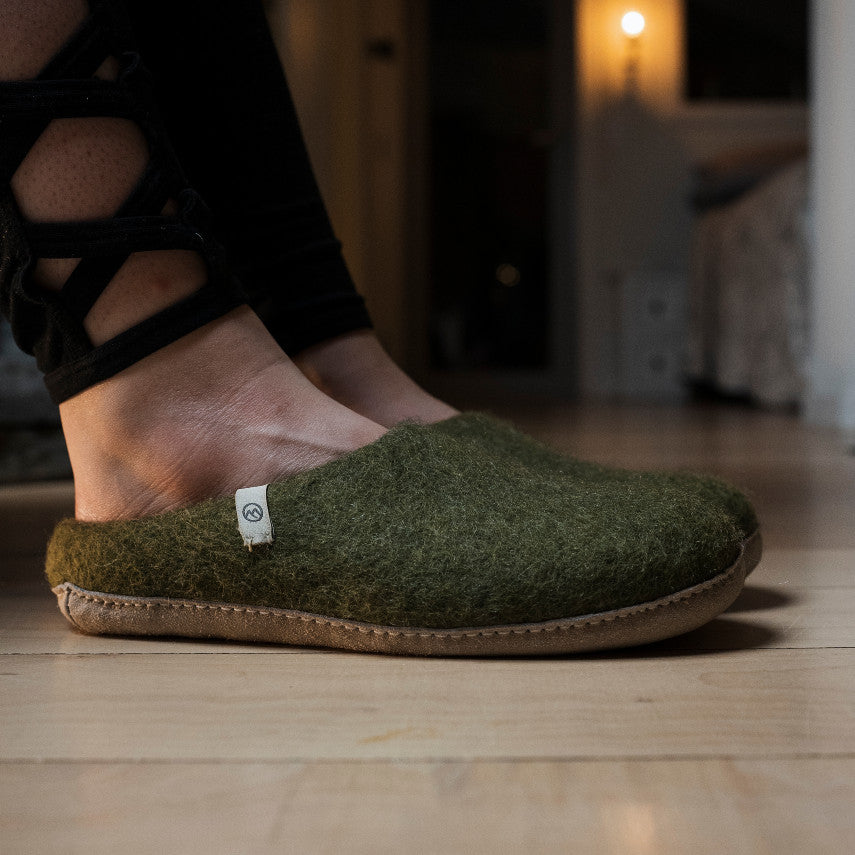 Adult Wool Slippers - Moss (Pre-Order)