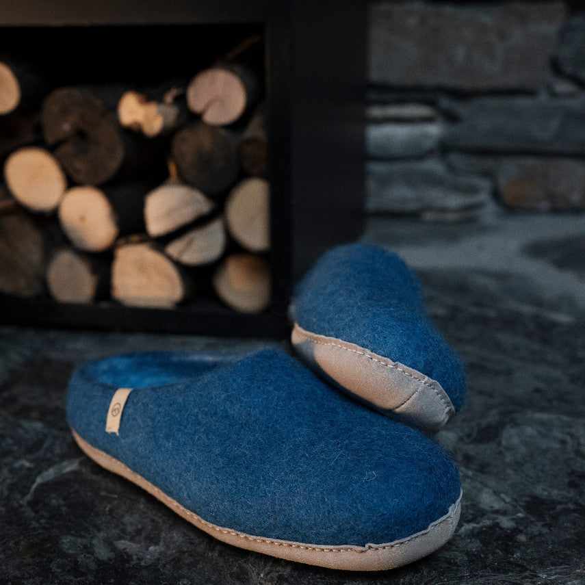 NZ Wool Slippers - Petrol