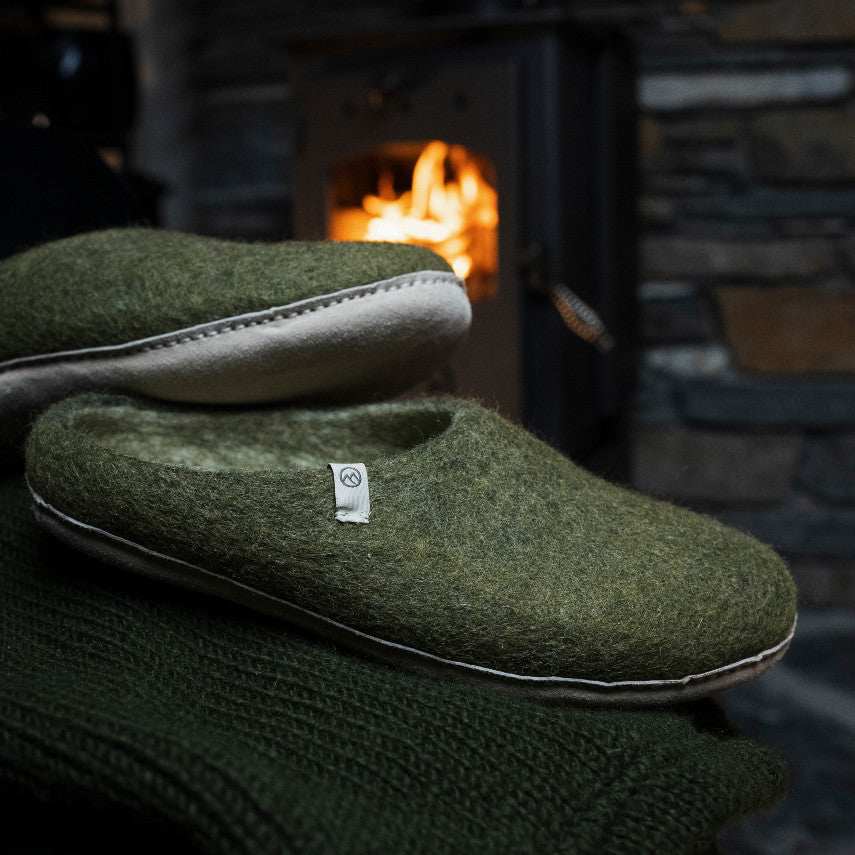 Adult Wool Slippers - Moss (Pre-Order)